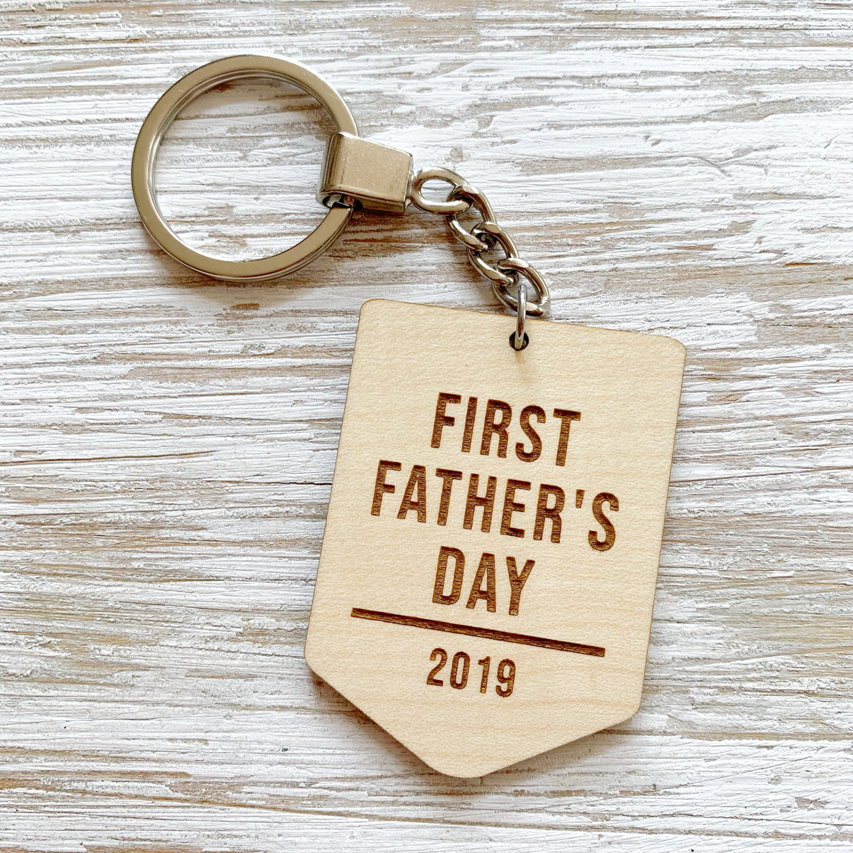 First Father’s Day Wooden Keychain Keyring