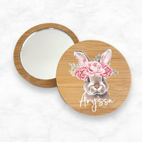 Personalised bunny pocket mirror