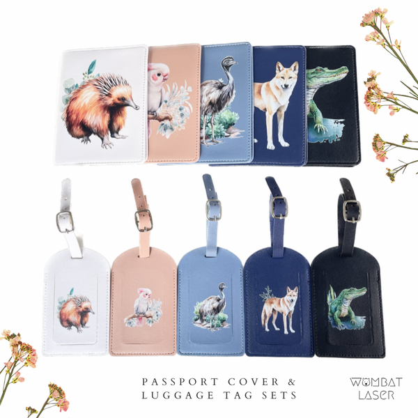 Passport cover & luggage tag set - Australian animal designs 2