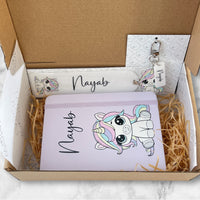 Personalised unicorn stationery gift set