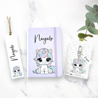 Personalised unicorn stationery gift set