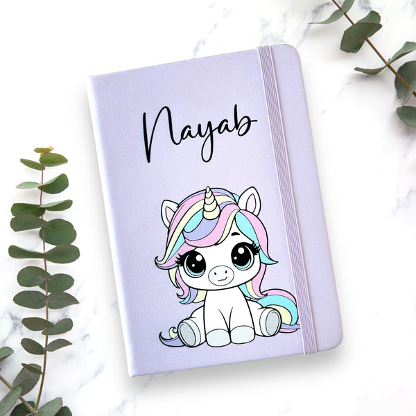 Personalised unicorn A6 notebook (Lavender)