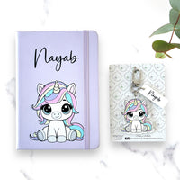 Personalised unicorn stationery gift set