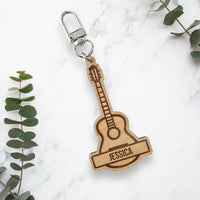 Acoustic guitar personalised wooden keyring