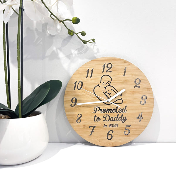 Bamboo wall clock - First Father's Day gift.