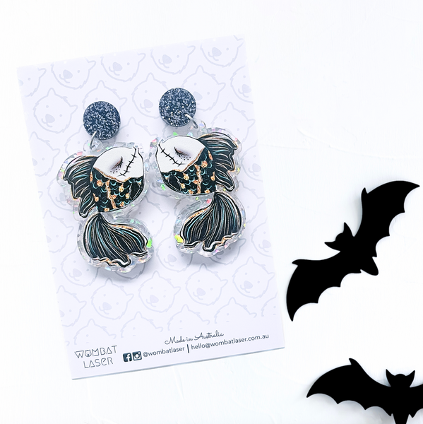 Halloween spooky fish earrings