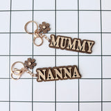 Personalised Wooden Name Keychain with Flower Charm