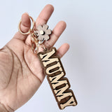 Personalised Wooden Name Keychain with Flower Charm