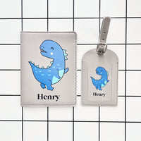 Personalised Passport Cover & Luggage Tag Set - T-Rex Dinosaur