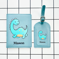 Personalised Passport Cover & Luggage Tag Set - Diplodocus Dinosaur