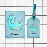 Personalised Passport Cover & Luggage Tag Set - Diplodocus Dinosaur