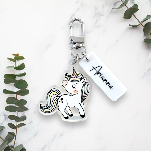 Personalisable unicorn keyring / keychain / tag