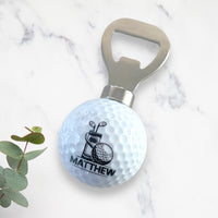 Personalised golf ball bottle opener -  golf bag design