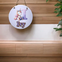 Personalised alphabet unicorn wall hanging / door sign