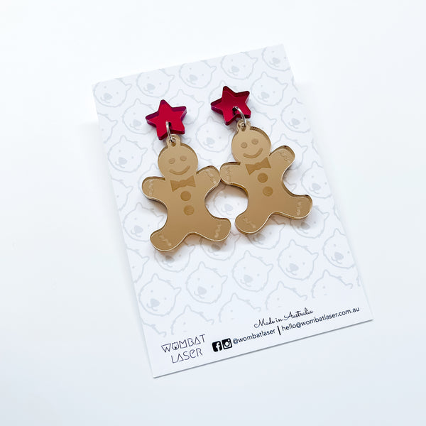 Christmas gingerbread man drop earrings / dangle earrings