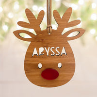 Rudolph reindeer with red nose Christmas ornament