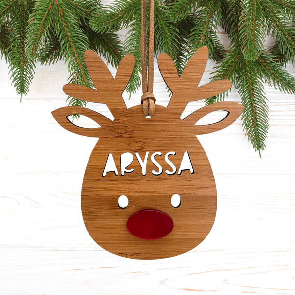 Rudolph reindeer with red nose Christmas ornament