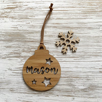 Personalised Christmas bauble ornament with stars design