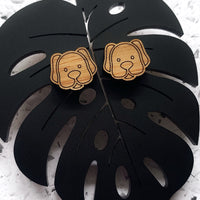 Bamboo puppy stud earrings