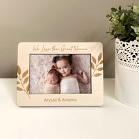 Personalised wooden photo frame - Leaves design