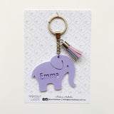 Personalised elephant bag tag / acrylic keyring