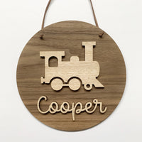 3D wooden train name plaque