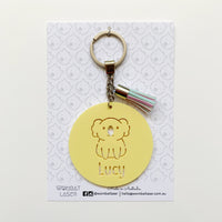 Personalised round koala bag tag / acrylic keyring