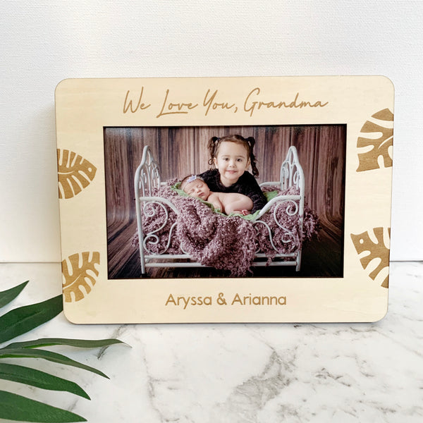 Personalised wooden photo frame - Simple monstera design