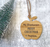 Personalised Christmas ornament for teachers - apple shaped