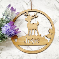 Personalised reindeer hoop plaque