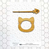 Bamboo / wooden shawl pin - cat & fish