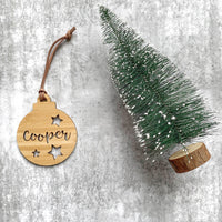 Personalised Christmas bauble ornament with stars design