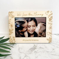 Personalised wooden photo frame - Floral design