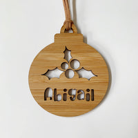 Personalised Christmas holly ornament