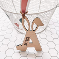Wooden monogram Easter bunny tags