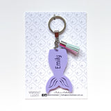 Personalised mermaid tail bag tag / acrylic keyring