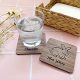 Personalised wooden bunny coasters
