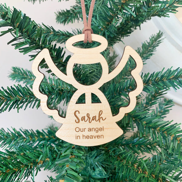 Personalised angel wooden ornament