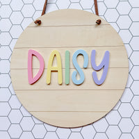 Shiplap rainbow coloured name plaque / wall hanging