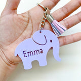 Personalised elephant bag tag / acrylic keyring