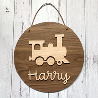 3D wooden train name plaque