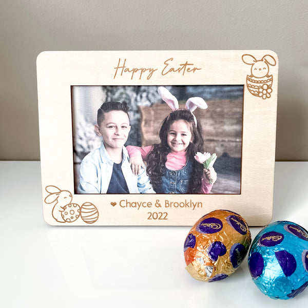Personalised Easter wooden photo frame