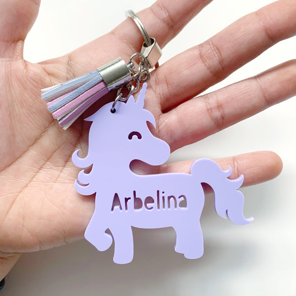 Personalised unicorn bag tag / acrylic keyring