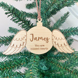 Personalised angel wing ornament