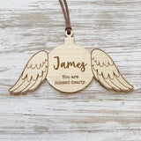 Personalised angel wing ornament