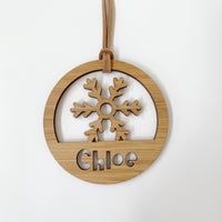 Personalised snowflake Christmas ring ornament