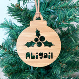 Personalised Christmas holly ornament
